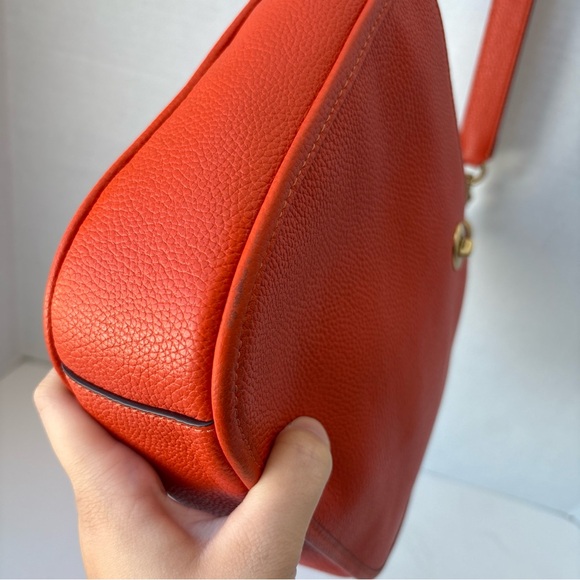 Coach Small Pebble Leather Chaise Crossbody Shoulder Bag Orange C8483 - Picture 12 of 15
